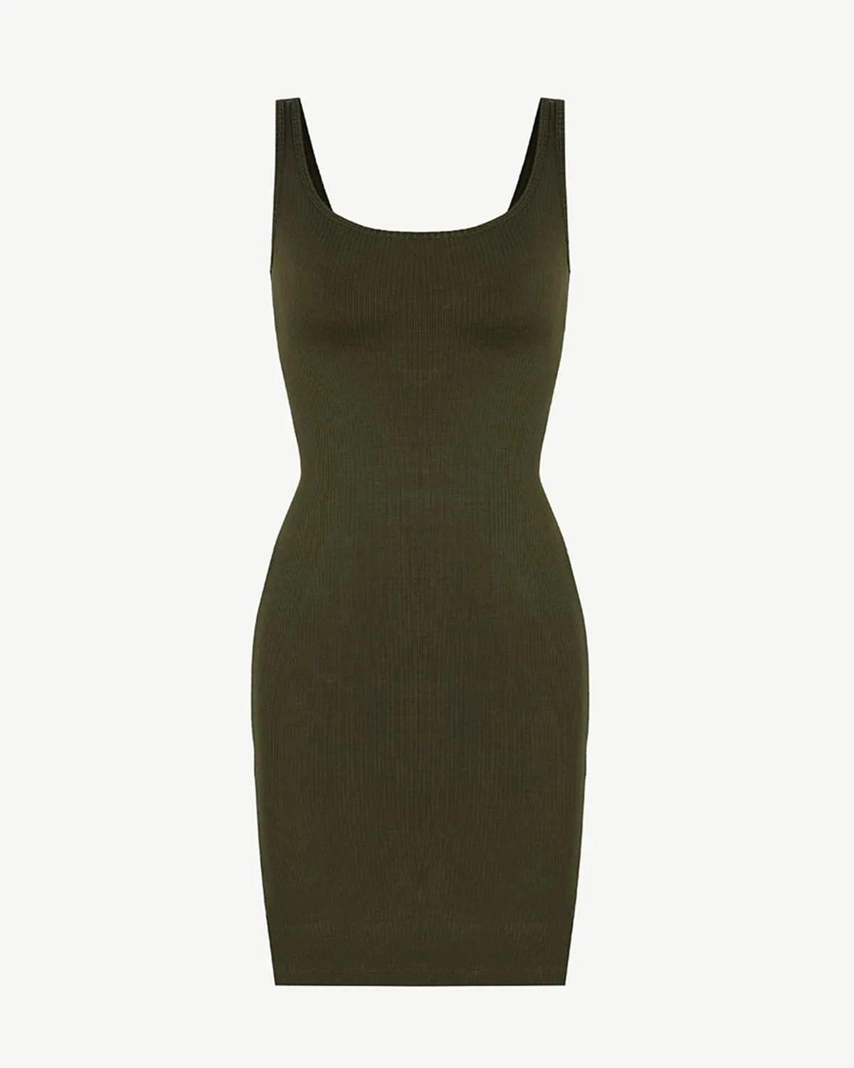 Comfortable Ribbed Shaping Dress with Low-Back Design