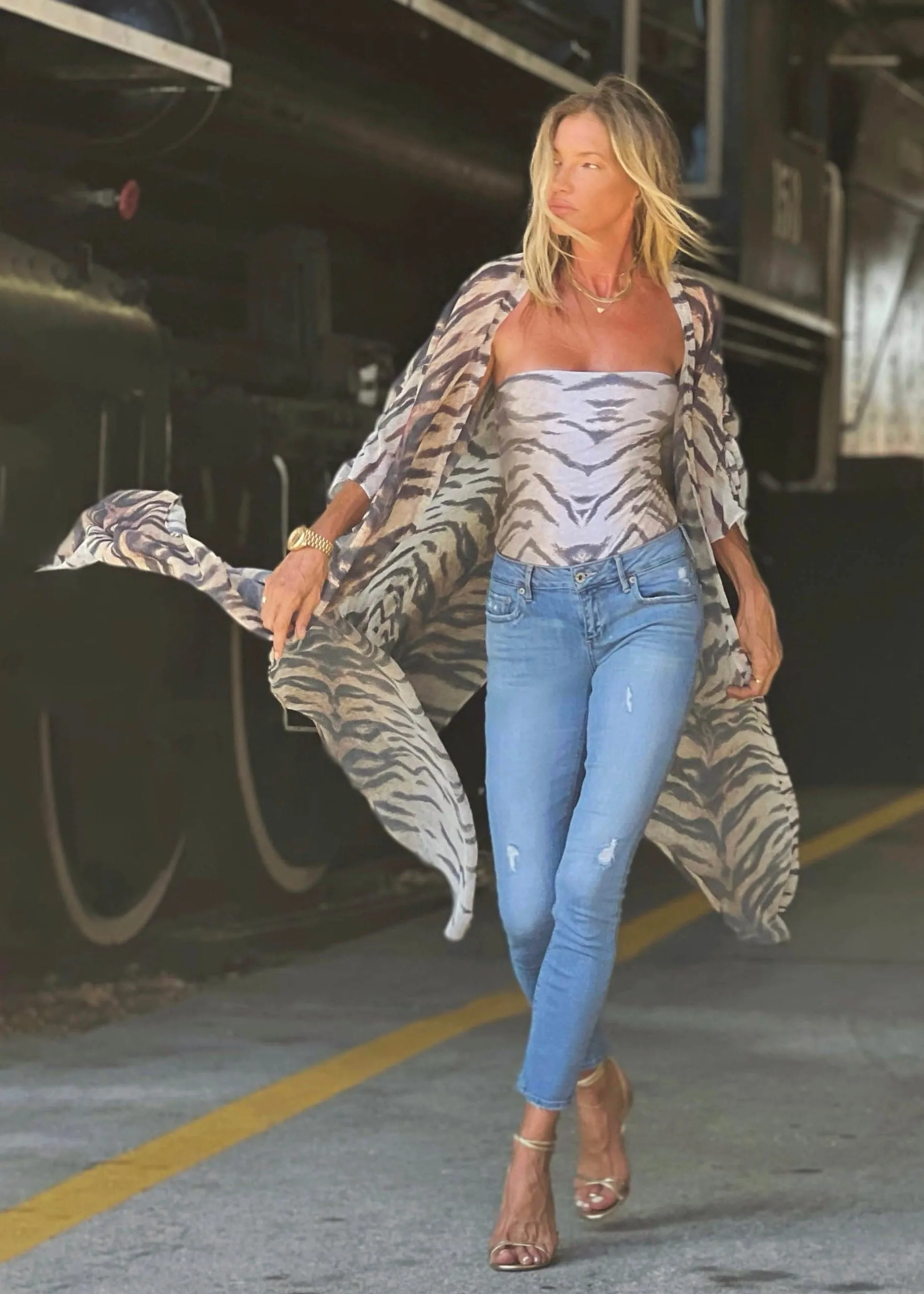 Georgie Strapless Top Faded Tiger