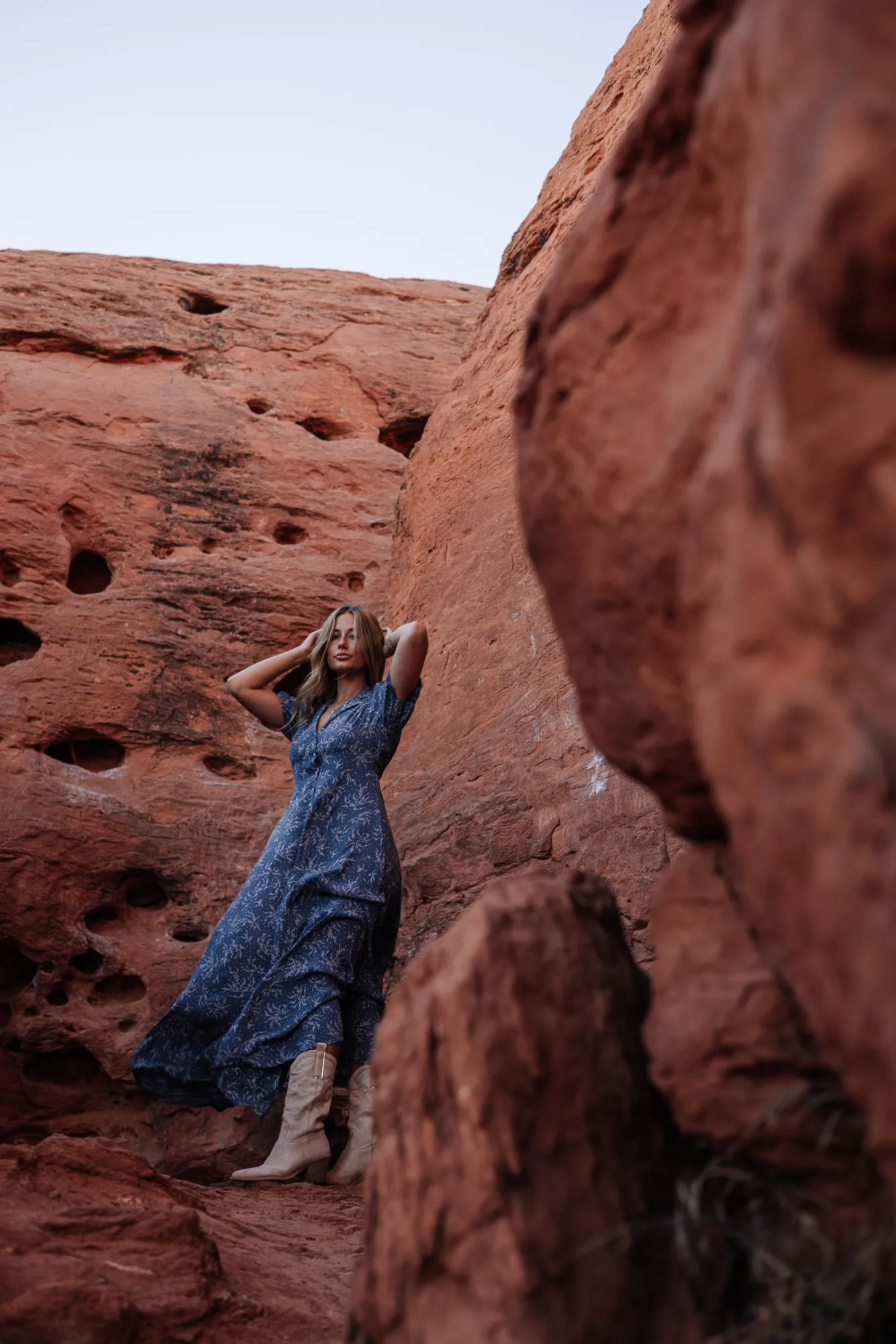 Faded Chambray Trynda Dress - Stylish and Trendy Womens Clothing Option